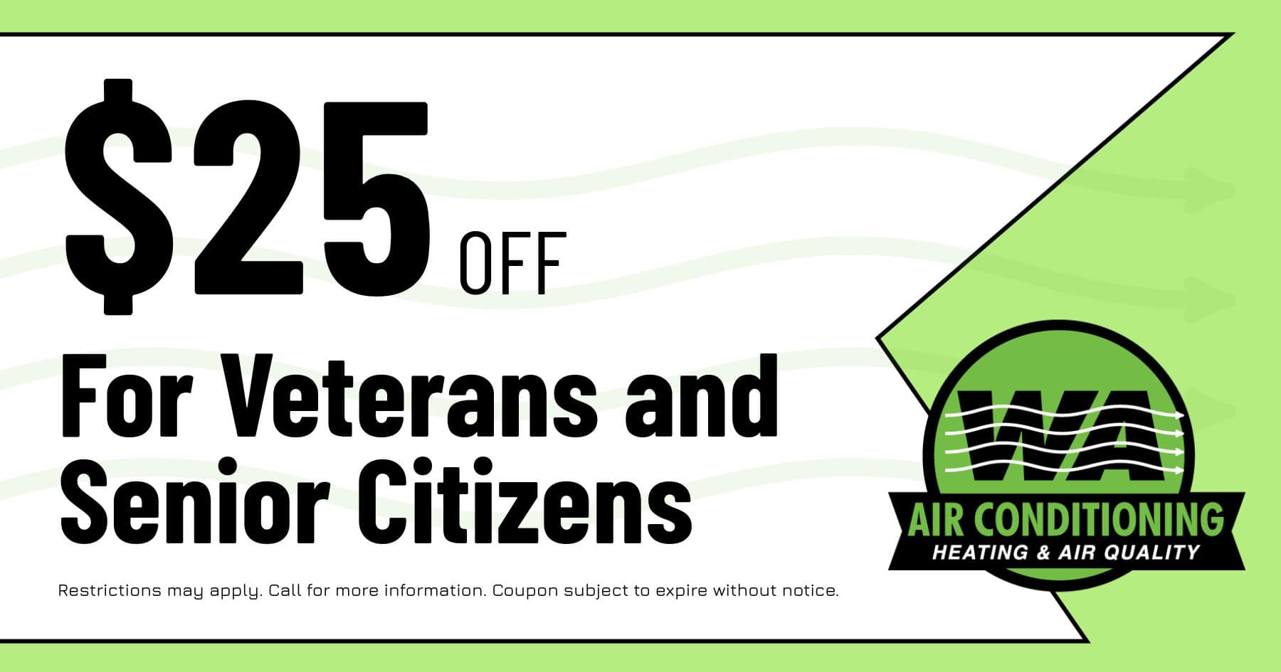 Coupon for  Off for Veterans and Senior Citizens.