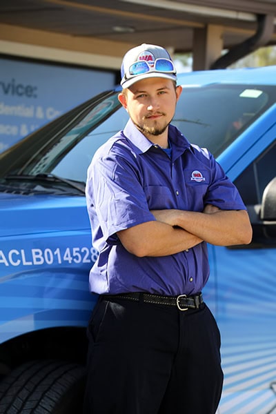 W A Air Conditioning employee; Cotey Molnes - Service Tech.